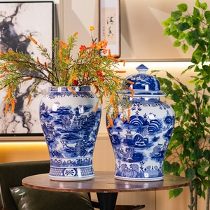 Vase de sol en céramique extra large, fait main, vintage, paysage oriental, pot à gingembre, décoration de luxe pour salon, pot de temple - Product Image 5