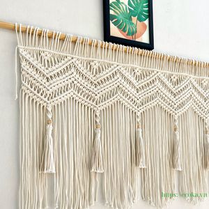 OEM Handmade Macrame Wall Hanging 100% Cotton Modern Design for Home Decor Living <b>Room</b> Bedroom From Vietnam - Product Image 4
