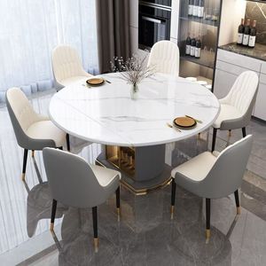 <span class=keywords><strong>Table</strong></span> à manger ronde de luxe italienne 2026 avec plateau en roche rétractable et rangement, idéale pour la maison, l'hôtel et la <span class=keywords><strong>cuisine</strong></span> - Product Image 3