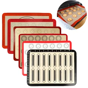 Reusable Competitive Price Perforated Custom Non Stick Silicone Fiberglass Macaron Baking Mat Sets