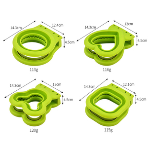 ラブベアラウンドスクエアシェイプグリーンプラスチックステンレス鋼漫画サンドイッチクッキースタンプカッター子供用 - Product Image 3