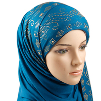 Bestseller Dünn streifen Frauen Dubai Strass Schal Schal Arab Muslim Jersey Hijab Mit Stein