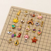Liontin Donat Pelangi Hati Enamel Warna-warni Cantik dari Baja Anti Karat Berlapis Emas D314 untuk Pembuatan Kalung dan Gelang