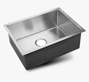 530x450x200mm single bowl round corner handmade stainless steel kitchen sinks