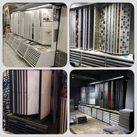 Personnalisé pour le présentoir de plancher en bois de carreaux de métal durable pliable écologique pour panneau d'affichage rabattable pour magasin de matériaux de construction