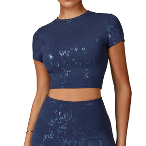 Camiseta Deportiva Ddx9140 para Mujer, Cuello Redondo, Corte Ajustado, Manga Corta, Color Sólido, Alta Intensidad - Product Image 1