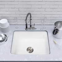 Lavabo carré moderne en céramique à encastrer, profond, pour salle de bain, cuisine, ferme, avec drain pour balcon