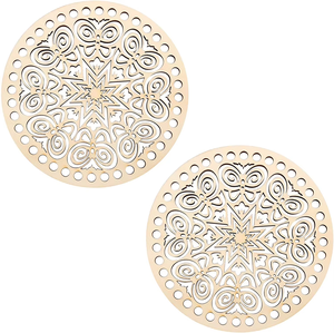 Tailai Round <strong>Wooden</strong> Macrame Basket Base Laser Cut Intricate Pattern Weaving Bottom for DIY Macrame Plant Hanger Storage Baskets - Product Image 3