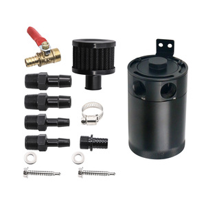 Automotive Oil Catch <b>Can</b> With <b>Air</b> Filter Dual Flow 2 Hole Aluminum Alloy Black For Retrofit Upgrade - Product Image 1