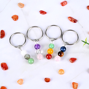 Porte-clés en cristal de guérison en gros, perles de pierres naturelles mélangées avec carte pour cadeaux - Product Image 6