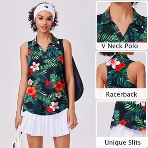 FOXA Womens Golf Sleeveless Shirt Quick Dry Tropical Print Active <b>Top</b> For Tennis Pickleball - Product Image 5