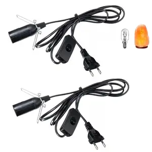 2 pieces cable with switch for salt lamp E14 with 1.8 m lamp cable with switch, EU plug, salt lamp holder