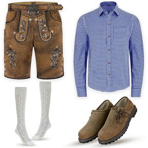 Ensemble de Lederhosen bavarois personnalisé pour homme, costume traditionnel d'Oktoberfest, short brodé, chemise, chaussettes, chaussures - Product Image 2