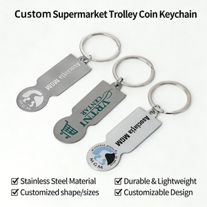<span class=keywords><strong>Chariot</strong></span> à provisions en acier inoxydable personnalisé Chips Supermarket Coin Token Keychain Germany Trolley Coin Chip - Product Image 2