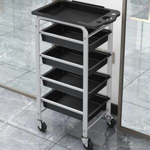 Carrito de Almacenamiento Móvil con Ruedas para Estilistas, Uso Profesional, Diseño Simple en Negro, Mueble de Salón de Belleza con Cajones - Product Image 4