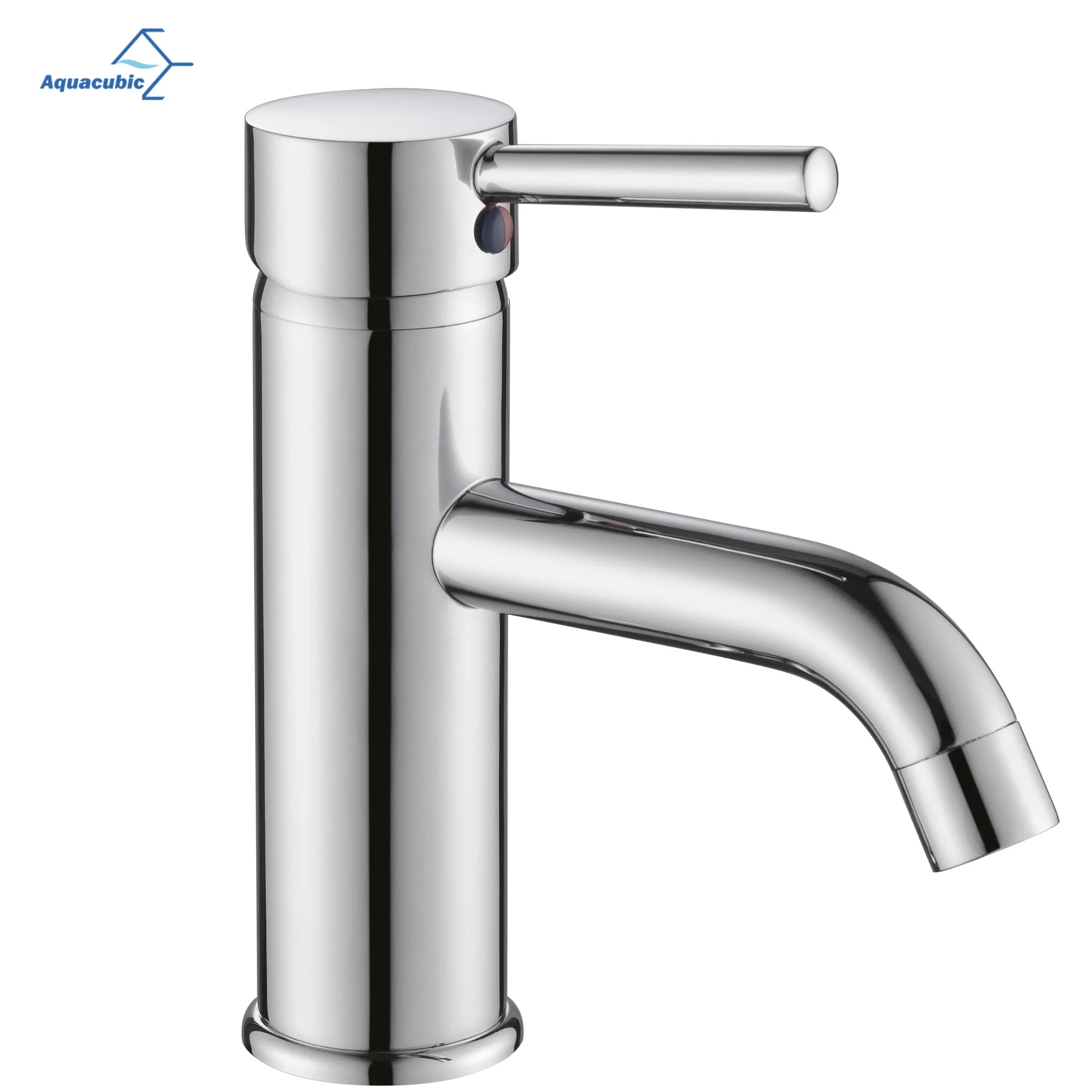 Aquacubic Cheap Single Handle Wash Basin Faucet Chrome Deck Mounted Bathroom Sink Faucet