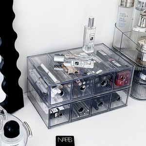 Transparent Cosmetic Organizer With Drawers Large Capacity Makeup Storage Box For Lipstick Brush Eyebrow Pencil <b>Desk</b> Use - Product Image 3