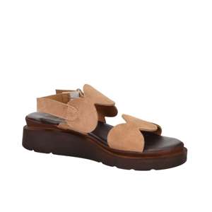 Ariel Women's Low Sandal Camel 39 <b>Flat</b> Heel 4 Cm Comfortable Walk Wear - Product Image 2