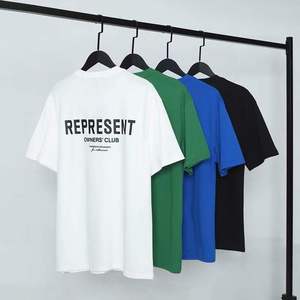 Camiseta casual REP de algodón puro para parejas, de verano, estilo urbano, holgada, de manga corta, con etiqueta pequeña de cuatro colores, de marca de moda. - Product Image 2