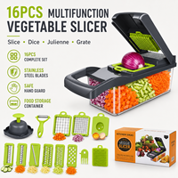 Aangepaste Logo 14/16-delige groentehakker-snijder-dicer-mandoline set met retailverpakking OEM groothandel leverancier