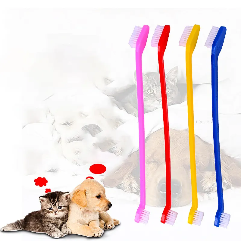 Nhà Sản Xuất Bán Buôn Nhựa Pet Dog Bàn Chải Đánh Răng Set 4 Packs 8 Gói