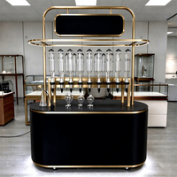 Vitrine de Luxe Mobile pour Échantillons de Parfum avec Éclairage LED et Roues, Construction Métallique Robuste pour Magasins de Beauté et Cosmétiques