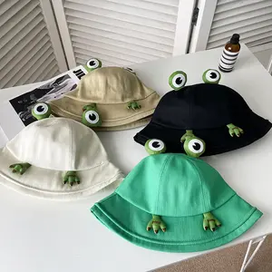 Benutzer definierte niedliche Tier Frosch Fischer Hut weibliche Frühling Sommer Student Cartoon Sonnenschutz Sonnenschirm Eimer Hut