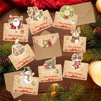 Ensemble de cartes de vœux de Noël découpées et pliables avec enveloppes, cartes de vœux de Noël avec Père Noël, bonhomme de neige, arbre de Noël pour cadeau de fête