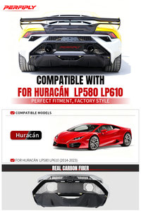 Kit carrosserie Perpifly style Tecnica, pare-chocs arrière en fibre de carbone semi-sèche pour <span class=keywords><strong>Lamborghini</strong></span> Huracan LP580 LP610, diffuseur arrière de voiture - Product Image 2