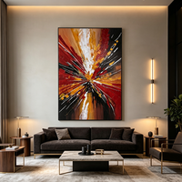 Art mural abstrait 3D Art Déco fait main sur toile, peint à la main avec cadre en plastique, à suspendre pour la maison et l'hôtel