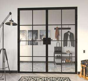 Balançoire Crittall Cuisine Balcon Entrée Patio Français <span class=keywords><strong>Noir</strong></span> Métal Fer Acier Encadré Portes et fenêtres en verre battantes - Product Image 1