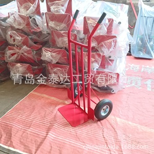 Chariot à main 1130 mm, 2 roues, plateforme en acier, industriel, rouge, revêtement poudré - Product Image 3