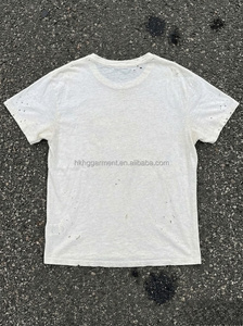 เสื้อยืดทรงบ็อกซี่ ผ้าฝ้ายน้ำหนักเบา ลุควินเทจแบบ Dirty Washed เสื้อยืดผ้าฝ้ายแบบ Distressed ทรงโอเวอร์ไซส์สำหรับผู้ชาย - Product Image 2