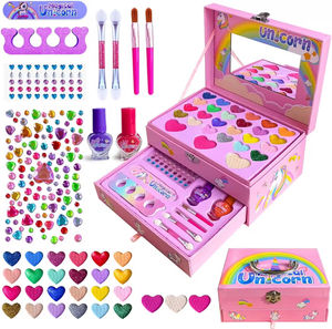Jouets pour filles EPT, jeux de simulation, jouets cosmétiques, trousse de maquillage à 2 étages, trousse de beauté violette, fard à paupières, vernis à ongles pour kit de maquillage - Product Image 2