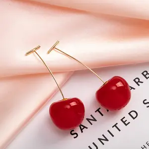 Hot Sale Cute Sweet Cherry Earrings Fashion Alloy Fruit Earrings For Women