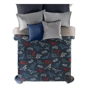 Couverture d'hiver double ou simple Jurassic XL, imprimé dinosaure, réversible, noire, pour adulte, rectangulaire - Product Image 5