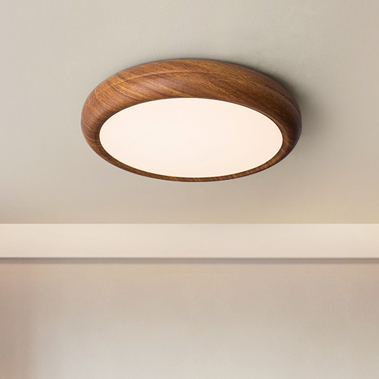 Scandinavian Bedroom Living Room Ceiling Lamp Walnut Colour Children's Room Wooden Iron Indoor LED Ceiling Light Round square
