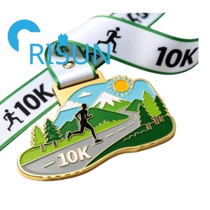 Médailles et trophées métalliques 3D personnalisés avec logo gratuit, médailles de course sportive personnalisées pour course à pied 5K, 10K, marathon, trail - Product Image 2