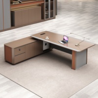Bureau de travail en bois en forme de L, style moderne et simple, durable, avec armoire de rangement grande capacité et finition anti-rayures