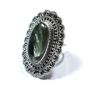 925 Sterling Silver Seraphinite Gemstone Ring Handmade Cocktail Ring Bezel Setting Oval Shape Unisex Everyday Wear - Product Image 1