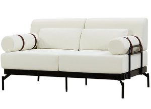 Modern Loveseat <b>Sofa</b> Set 2-Seater with Flexible USB Ports Cylindrical Armrests Corduroy Wood Legs-Apartment & Villa Living Room - Product Image 5
