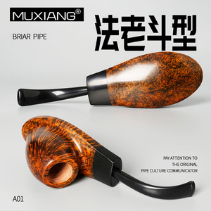 Briarwood Smoking Pipe Bent Type Gold Smooth Black Pharaoh Style Tobacco Pipe For Men - Product Image 3
