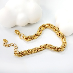 Wholesale Unisex <b>Stainless</b> <b>Steel</b> Hip Hop <b>Bracelet</b> Gold Plated Thick Chunky Chain Geometric Trendy Charms <b>Bracelet</b> for <b>Men</b> Women - Product Image 4