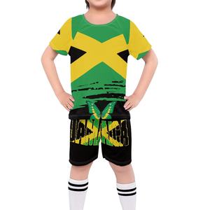 Custom Jamaica Vlag Print Kid 'S Sport T-Shirt En Broek 2 Stuk Jongens Kinderen Custom Voetbal Uniform - Product Image 3