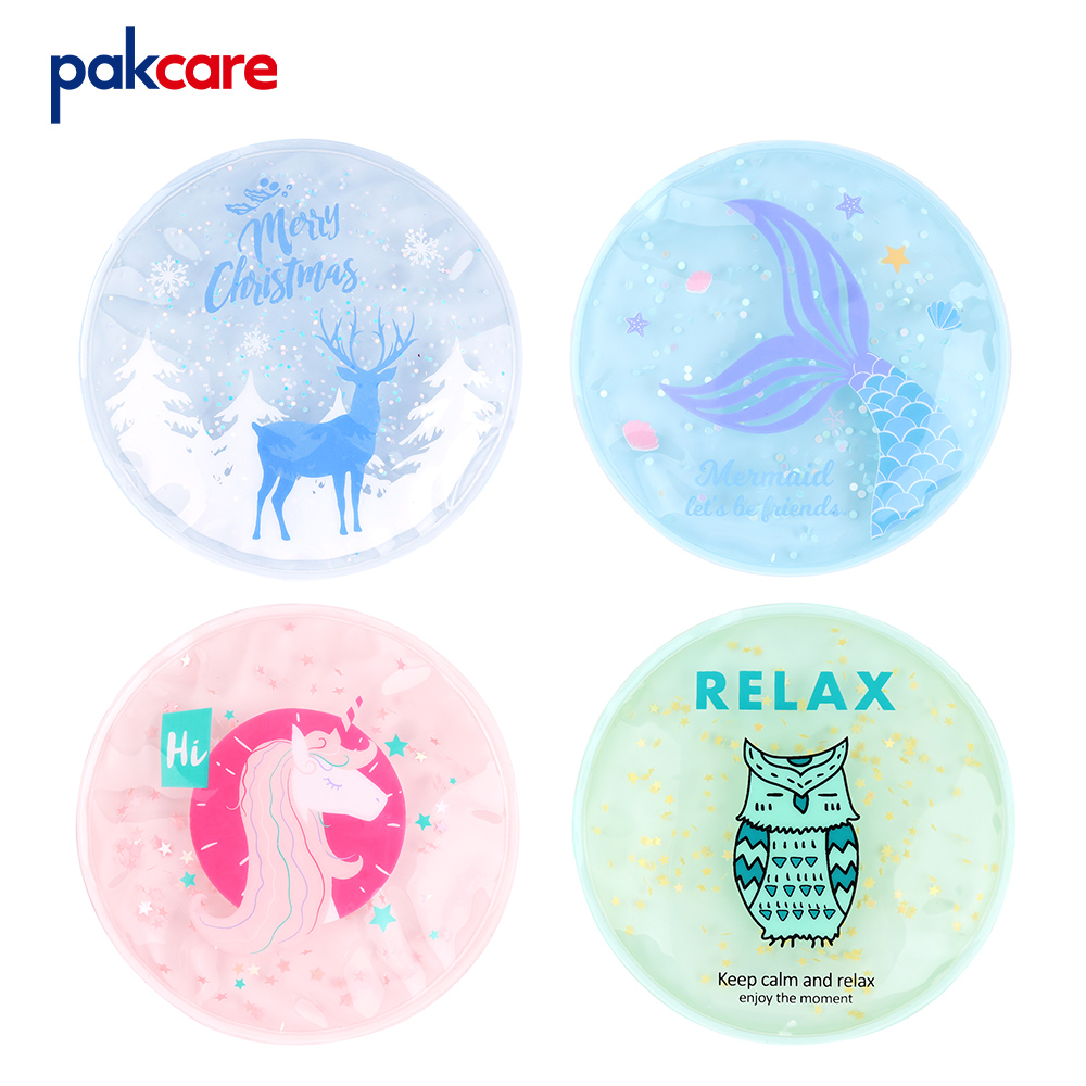 Cute Printed Round Gel Ice Pack, Reusable Cold Compress Pad for Kids & Adults