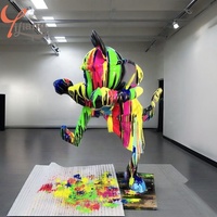 Grandes Statues de Singe sur Mesure pour Pop Art Sculptures d'Animaux 3D Peinture à la Main Décorations en Résine Fée/Personnage Mignon Figurines