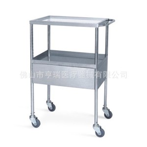 Henry Stainless Steel Two Layer Instrument Cart <b>With</b> Drawer For Hospital Use 4 Castor <b>Wheels</b> Durable Design - Product Image 2