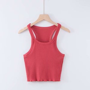 Cinturino 2022 nuovo corpetto <span class=keywords><strong>in</strong></span> tinta unita, orlo <span class=keywords><strong>in</strong></span> <span class=keywords><strong>legno</strong></span>, collo a U, gilet senza maniche a spalla stretta da donna - Product Image 3