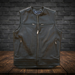 Gilet en cuir hommes et femmes, de haute qualité, motard personnalisé, à la mode et élégant, moto - Product Image 3