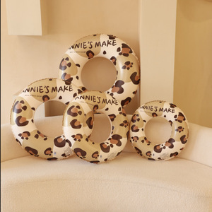 Leopard Print Swimming Ring Adult <b>Inflatable</b> Water <b>Float</b> With Handle For <b>Pool</b> Use - Product Image 4